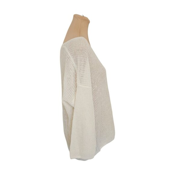 Part Two Etrona Linen Knit White Long Sleeve Sweater Sz L - Picture 4 of 9
